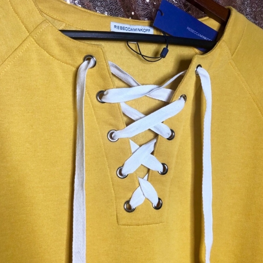 Rebecca Minkoff New Yellow Tie Up Sweatshirt XS - Picture 6 of 9
